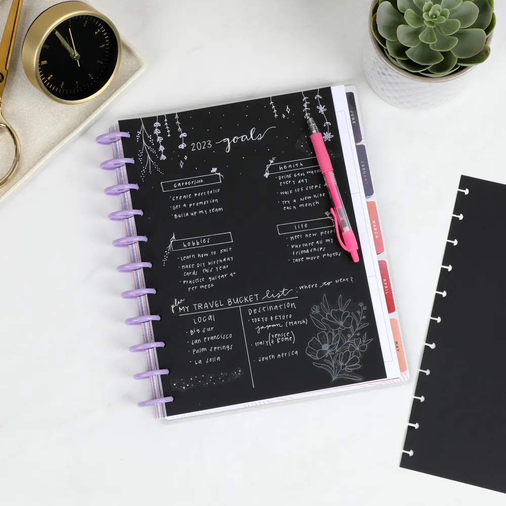 Happy Planner Plan Your Best Life bundle papier noir + stickers