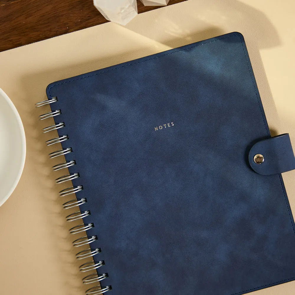 Citrine Navy Classic carnet spirale rechargeable bleu marine pointillé