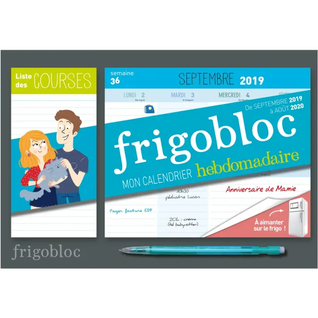 Frigobloc Mini Hebdomadaire 2020 calendrier famille aimanté