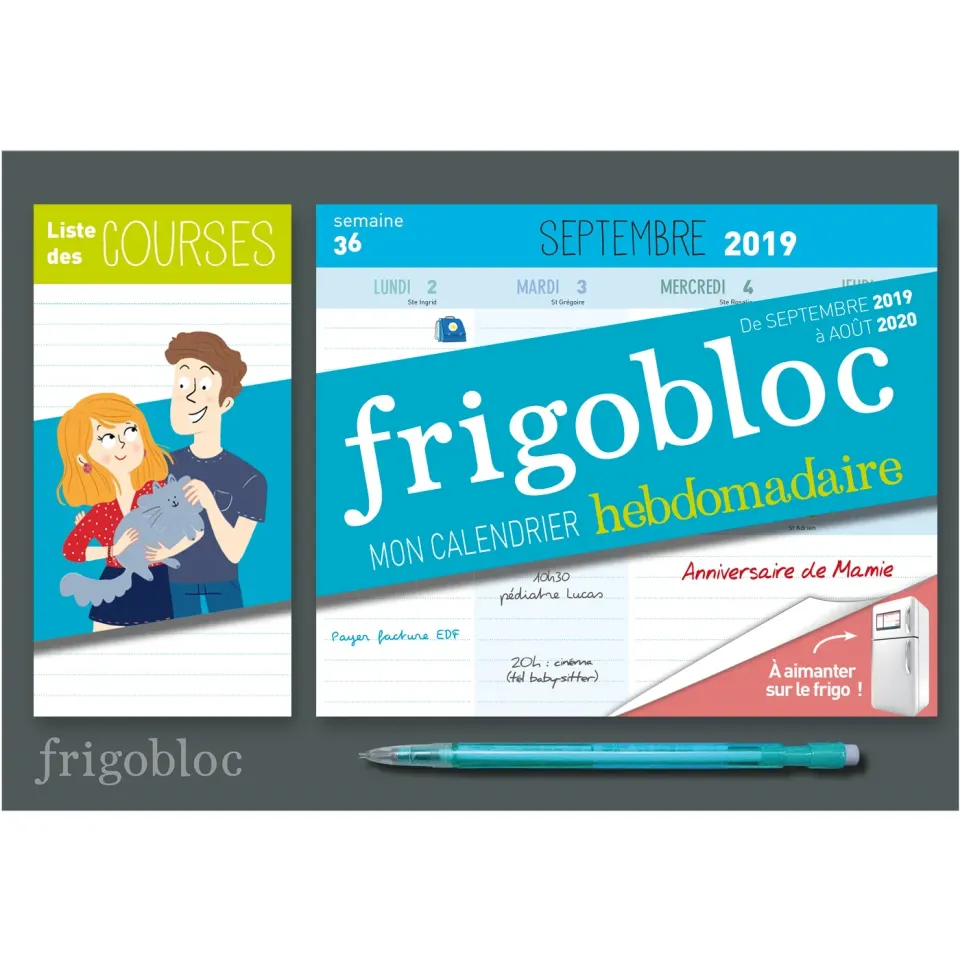 Frigobloc Mini Hebdomadaire 2020 calendrier famille aimanté