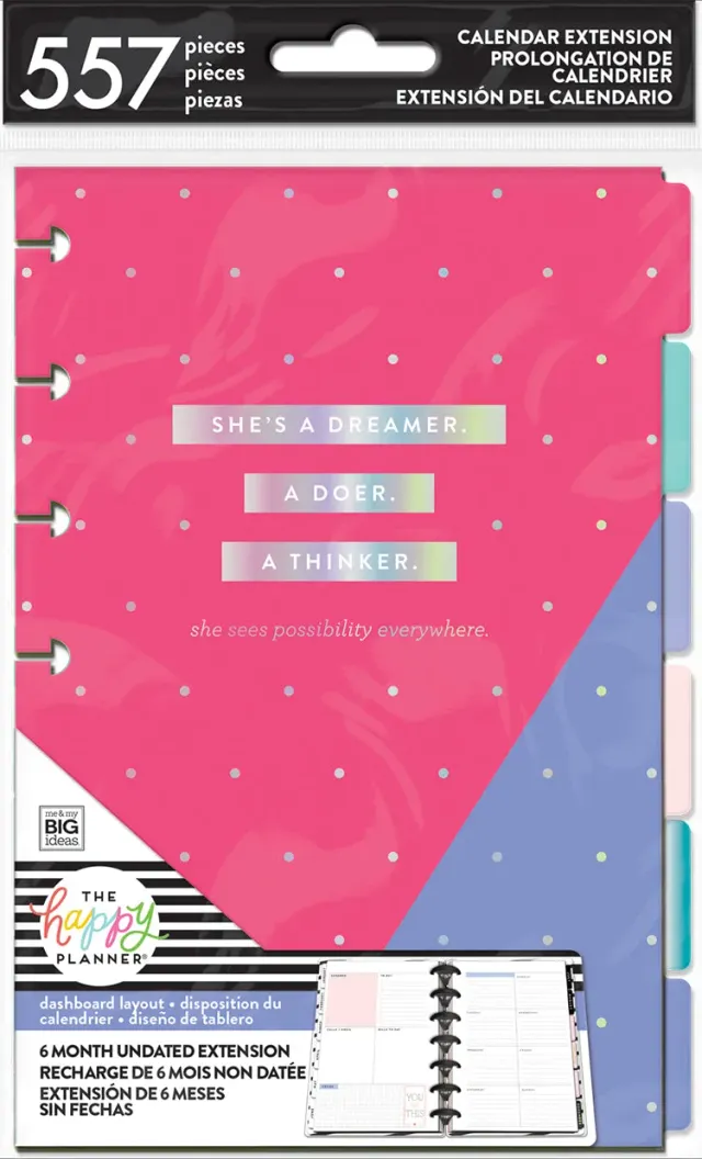 Happy Planner extension mini dashboard non datée 6 mois