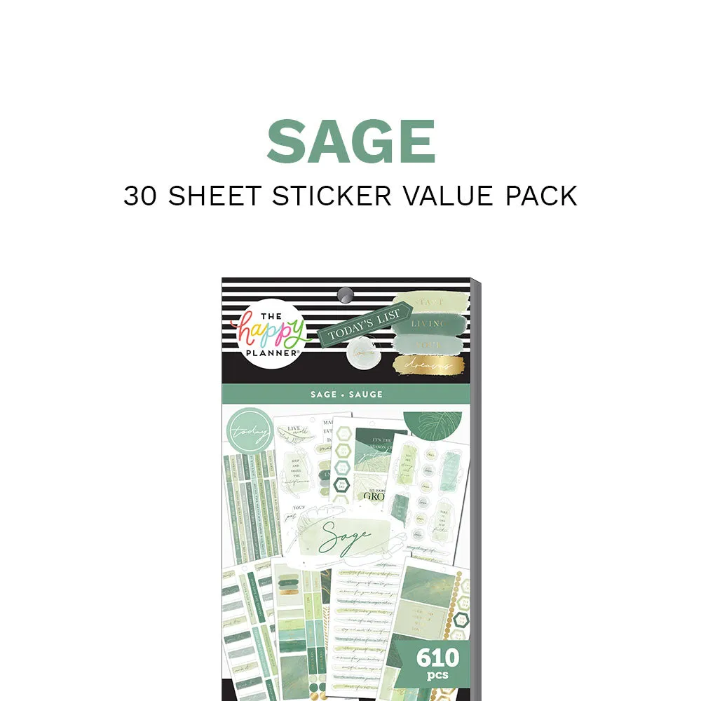 Happy Planner Sage stickers x610 vert doré