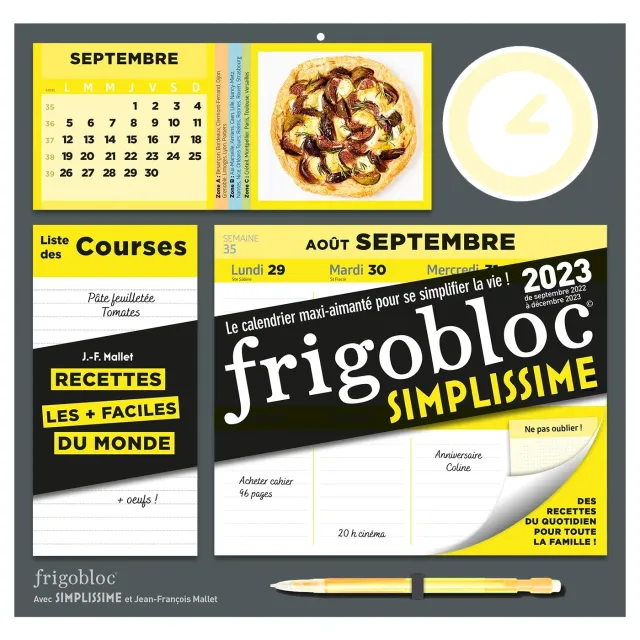 Frigobloc Hebdomadaire 2023 Simplissime calendrier frigo aimanté