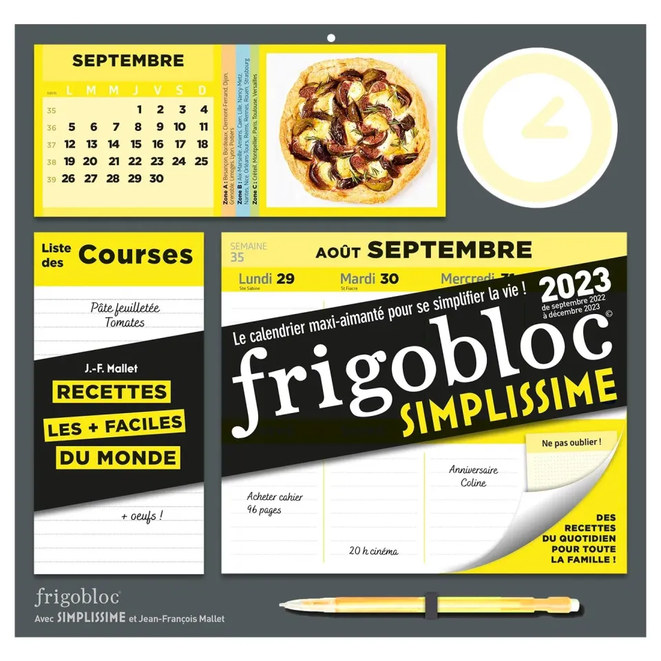 Frigobloc Hebdomadaire 2023 Simplissime calendrier frigo aimanté