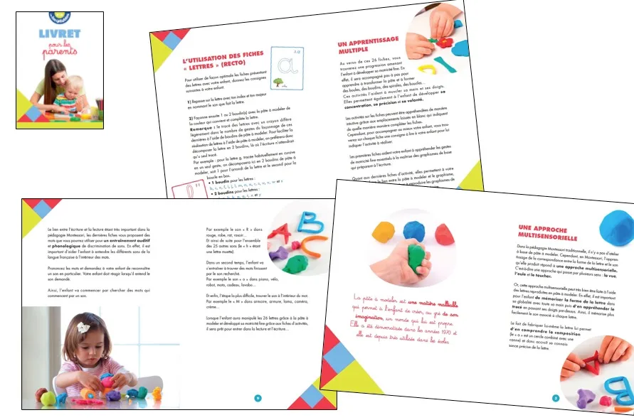 Frigobloc Incollables Montessori lettres pâte à modeler coffret