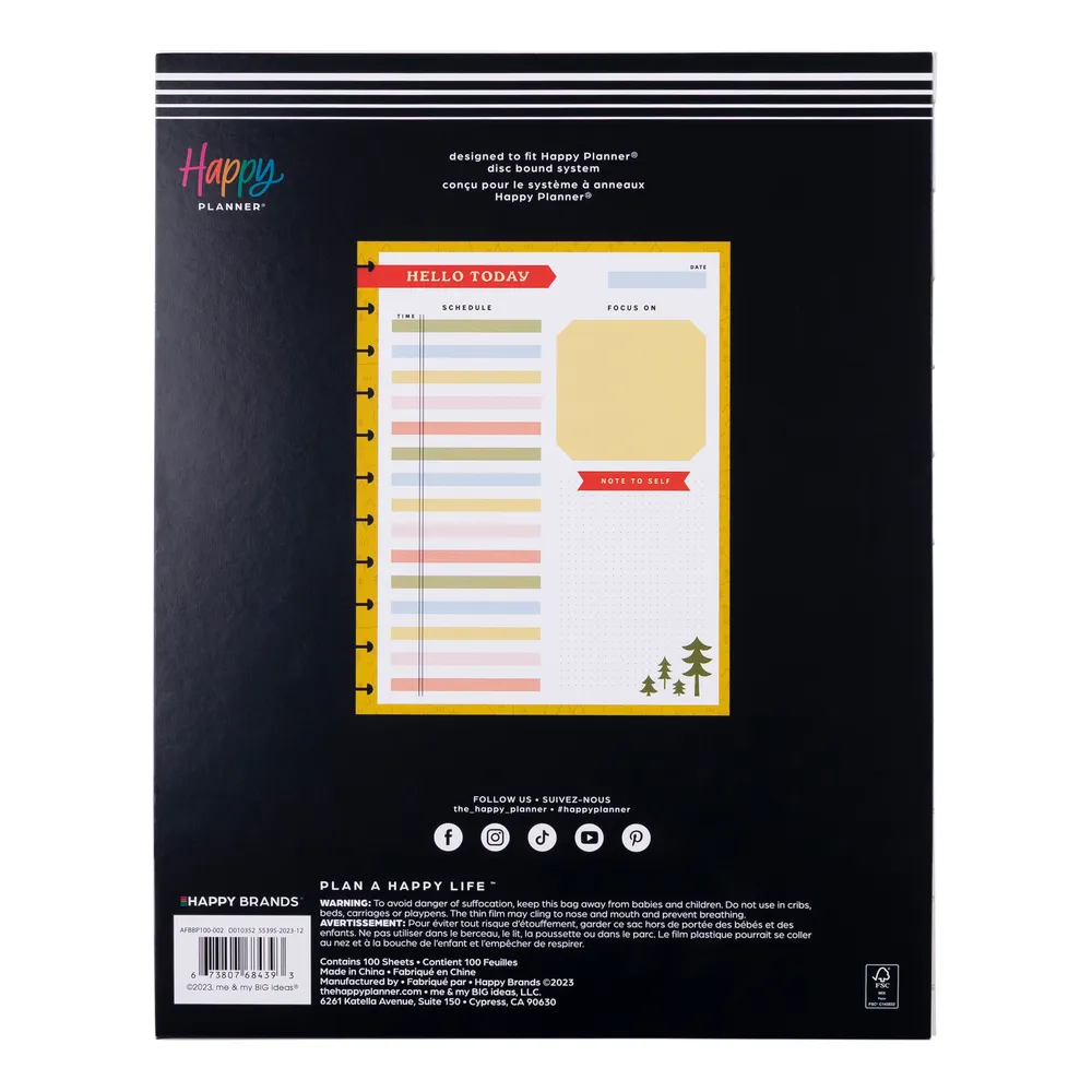 Happy Planner Camp Nostalgia bloc notes big dashboard 100 feuilles
