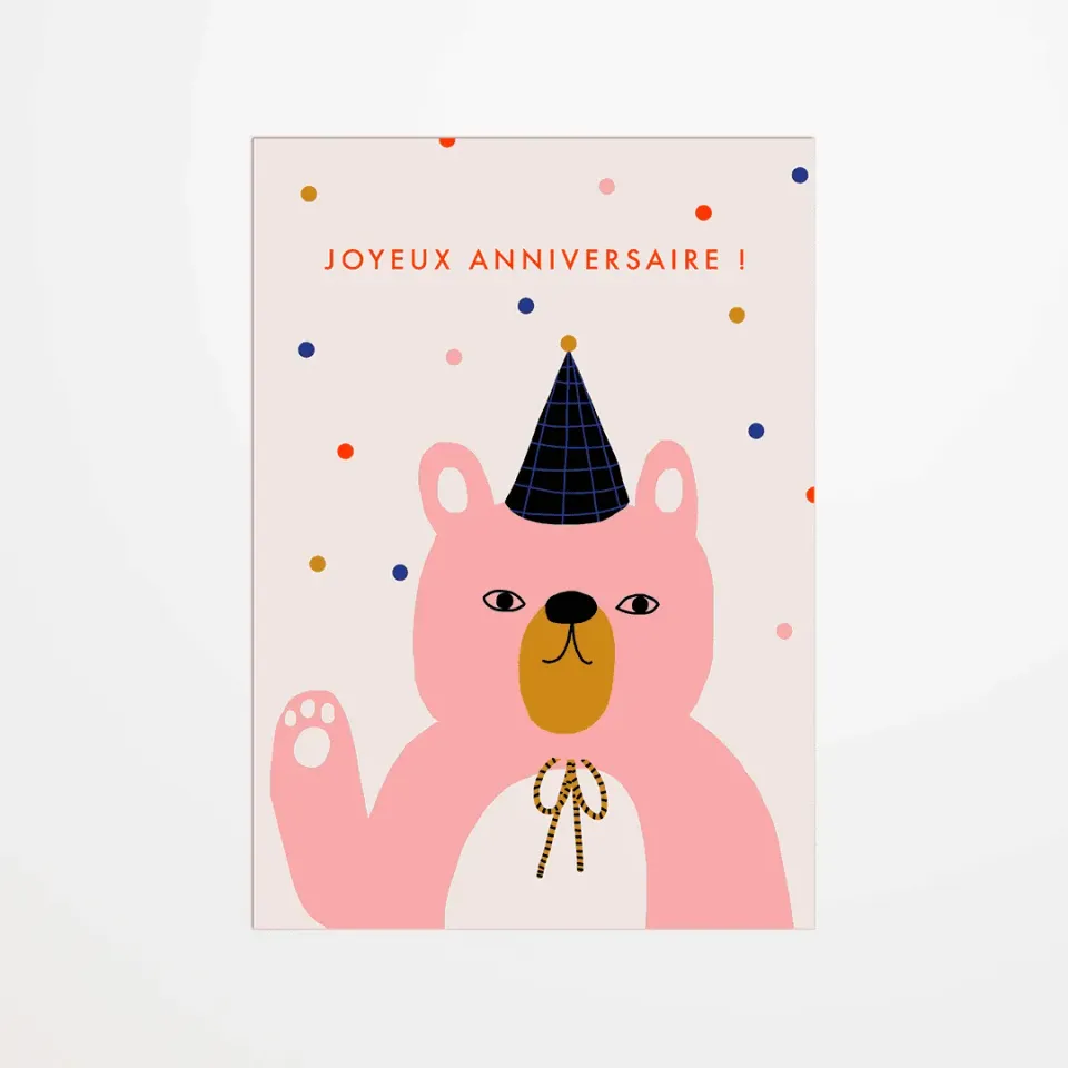 My365 Jennifer Bouron carte postale Ours rose