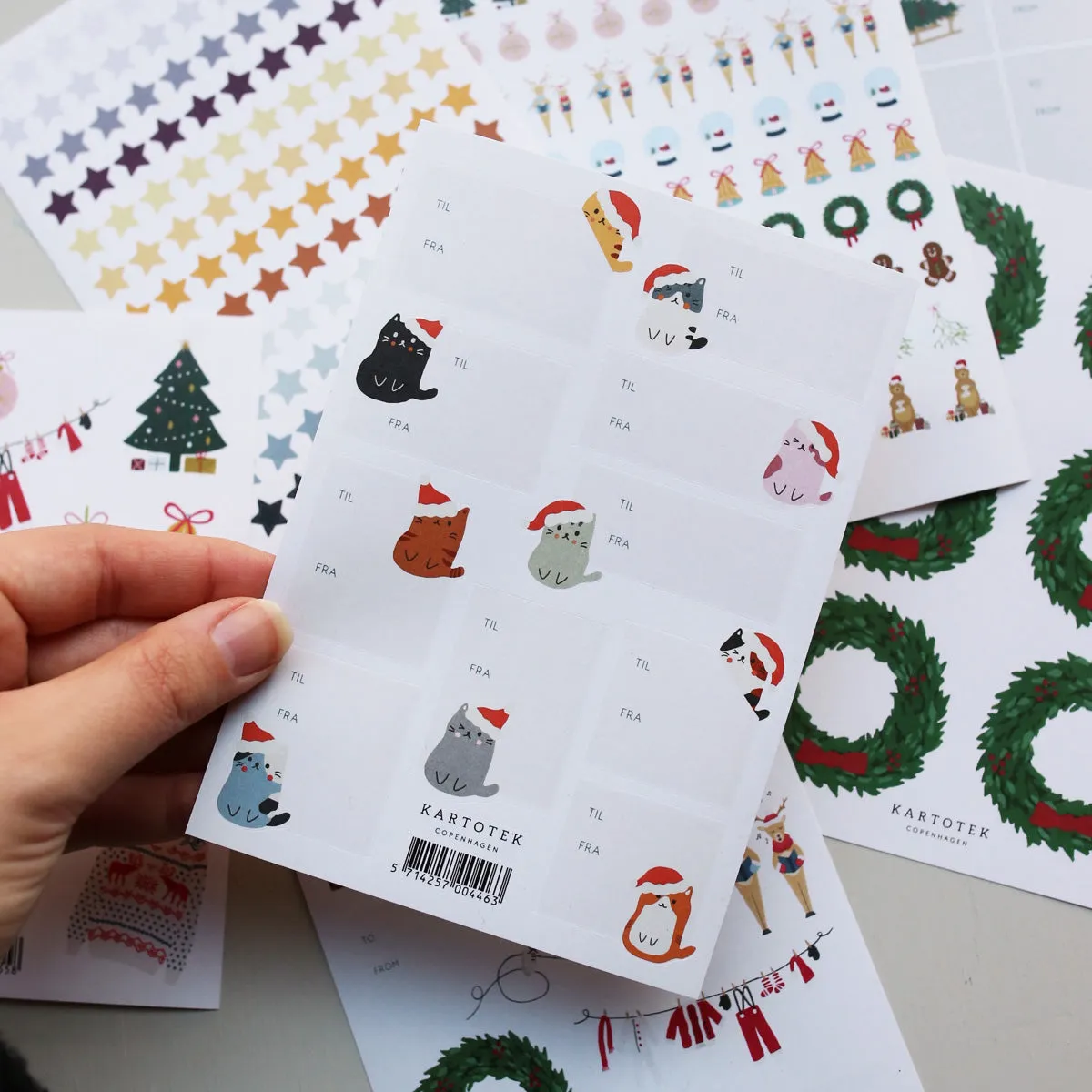 Kartotek Christmas Cats stickers étiquettes chats danois