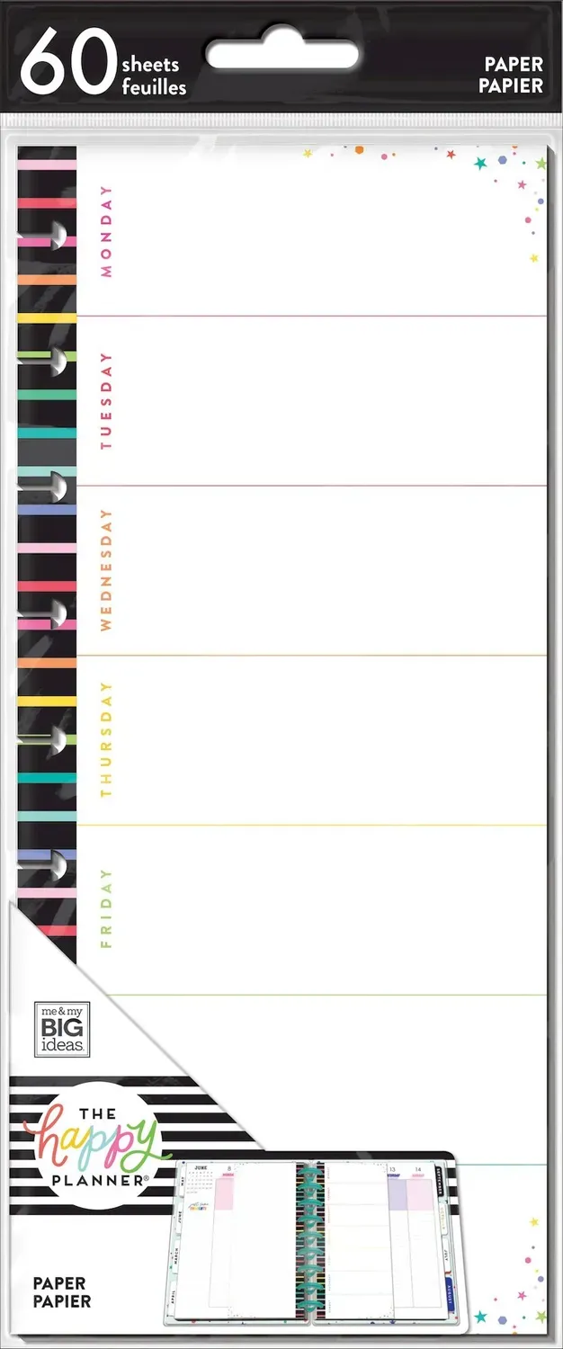 Happy Planner Everyday feuilles half sheet Classic 60 recharge anneaux
