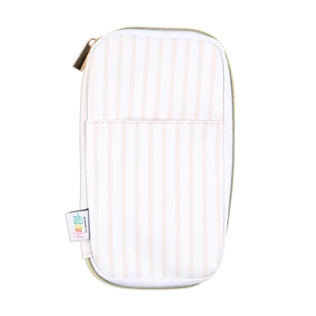 Happy Planner Peachy Stripes pochette zippée pêche à élastique