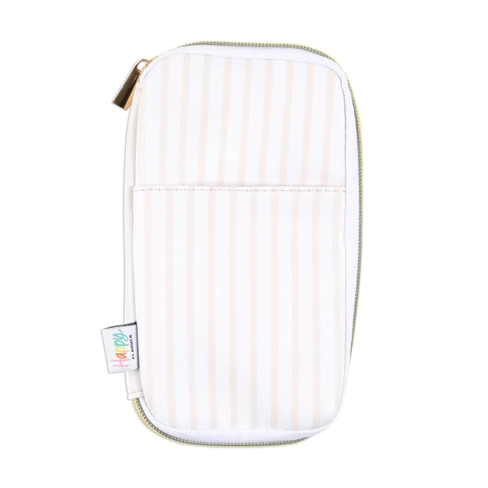 Happy Planner Peachy Stripes pochette zippée pêche à élastique