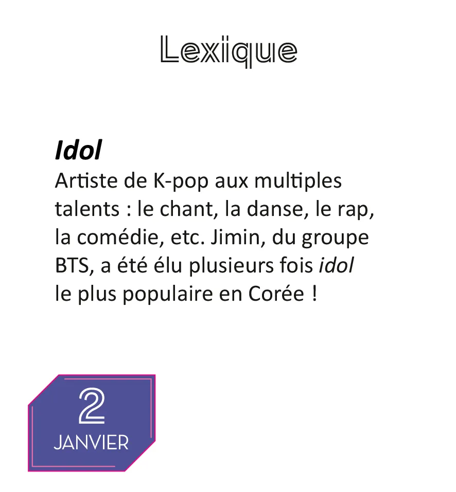 Frigobloc 365 jours K-POP mini calendrier éphéméride