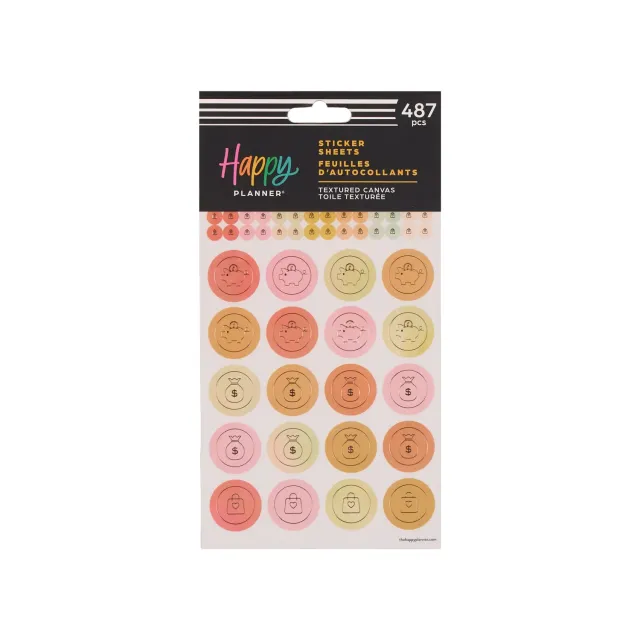 Happy Planner Textured Canvas stickers budget 10 planches 487