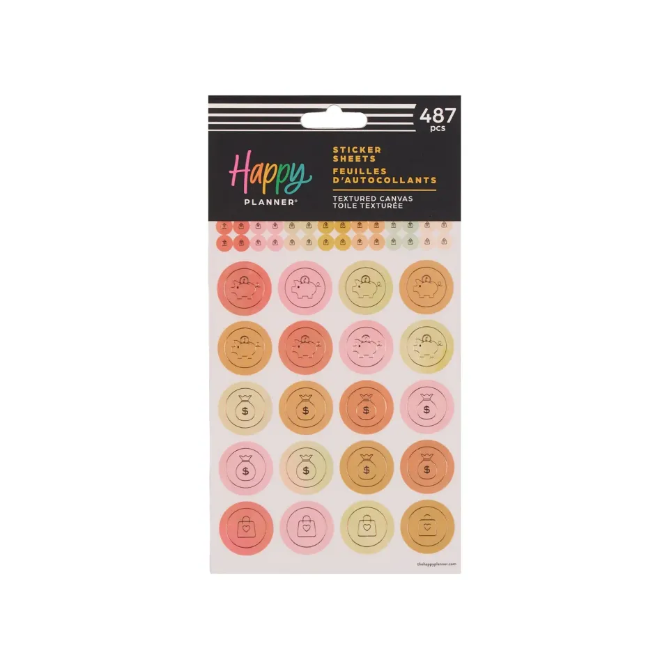 Happy Planner Textured Canvas stickers budget 10 planches 487