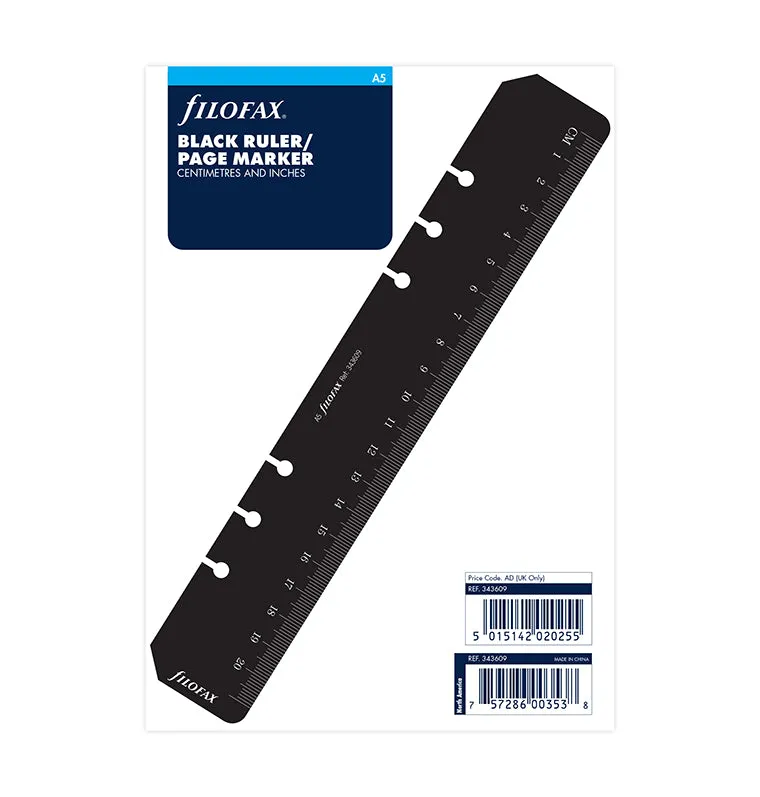 Filofax Classic marque-page règle A5 noir rigide