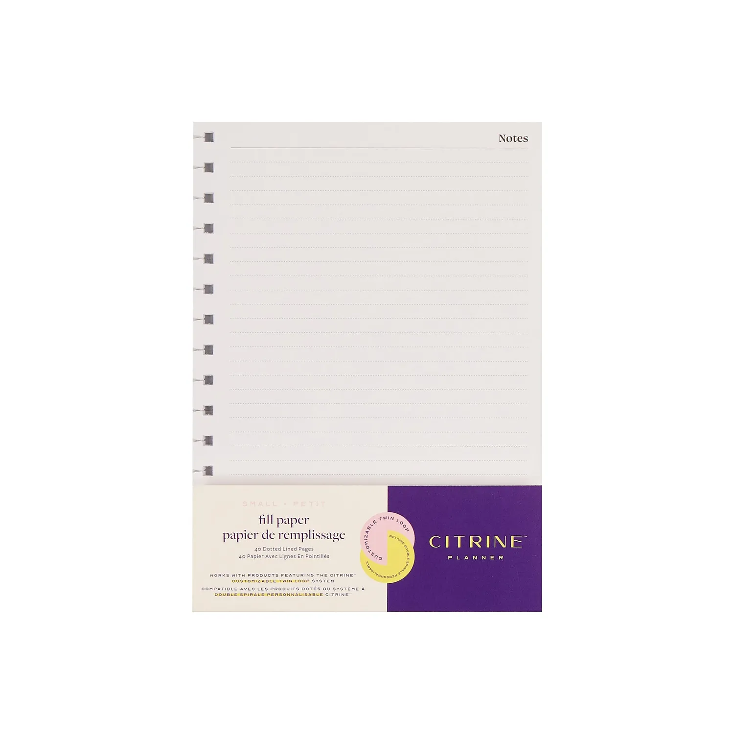Happy Planner Citrine Small recharge papier pointillé ligné A5