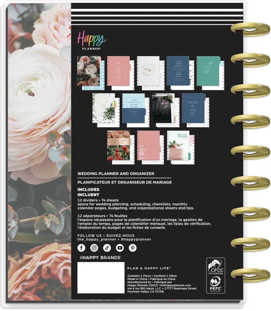 Happy Planner Wedding Plans agenda mariage Classic non daté