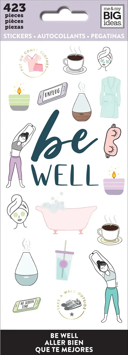 Happy Planner Be Well stickers bien-être 423 pièces