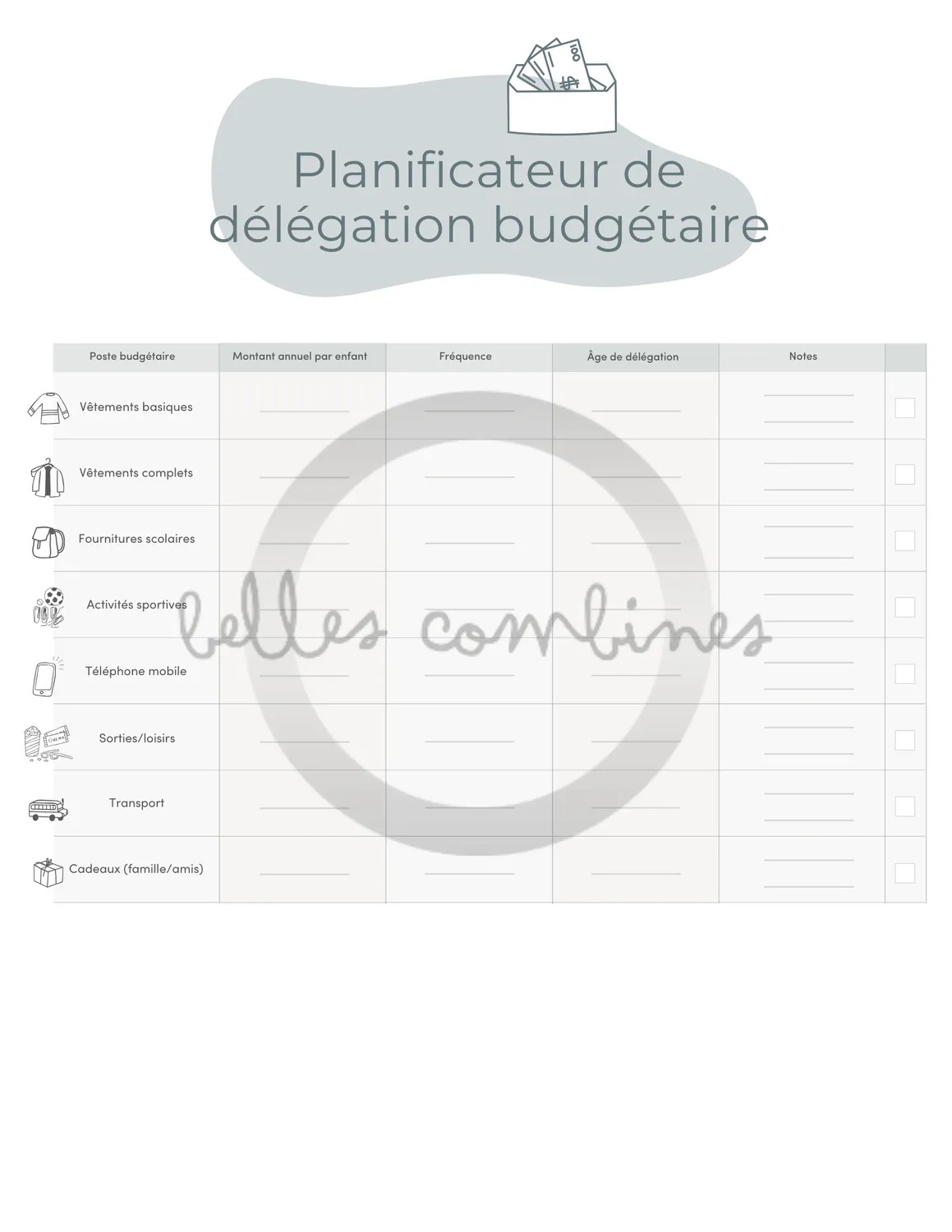 Les Belles Combines Planificateur de délégation budgétaire fiche française