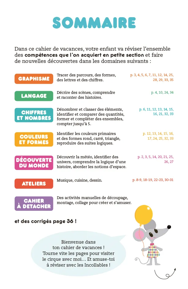 Frigobloc Les Incollables cahier vacances PS-MS 3-4 ans