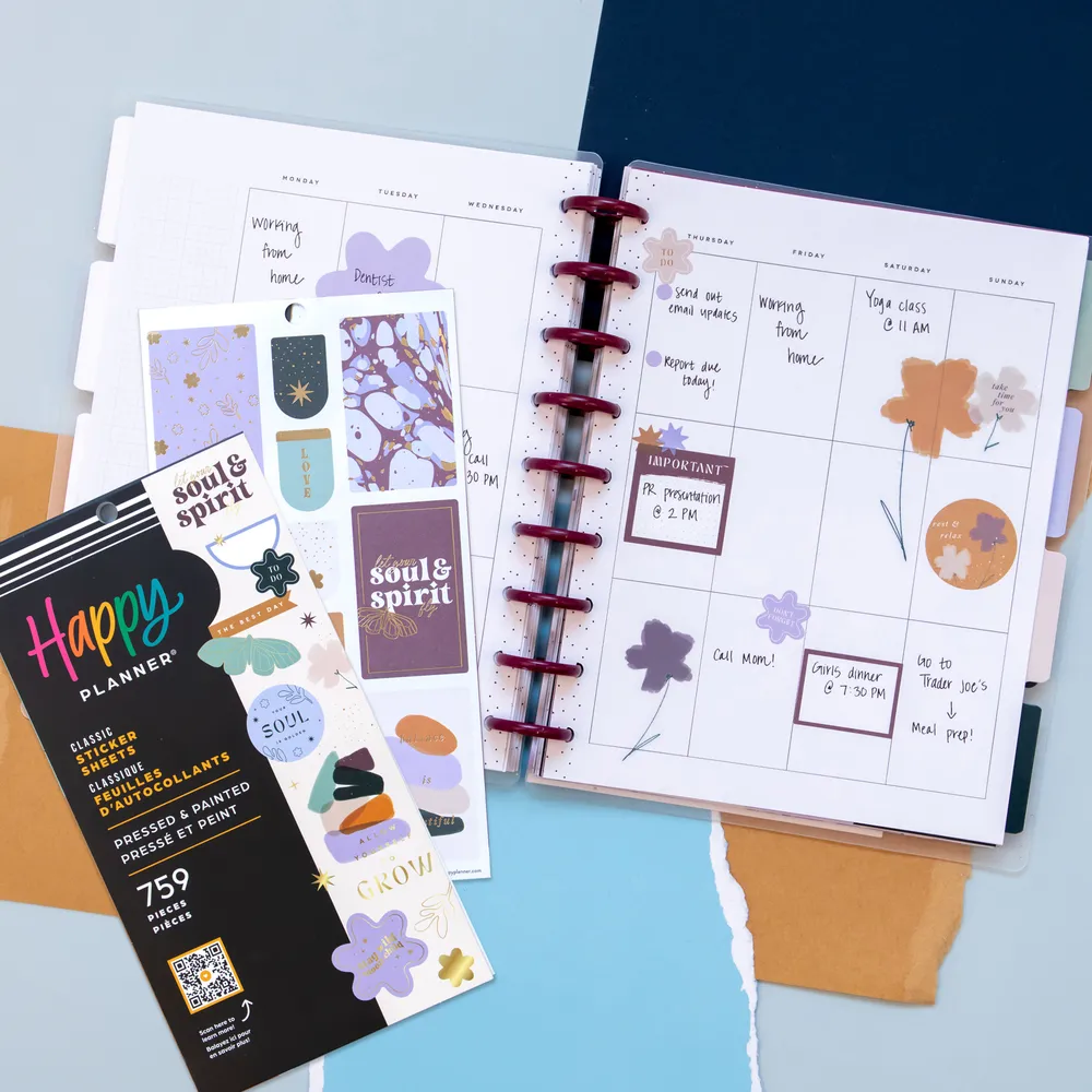 Happy Planner Pressed Painted stickers x759 bleu floral