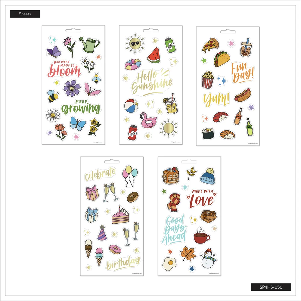 Happy Planner All the Things Icons stickers 5 feuilles 91 pièces