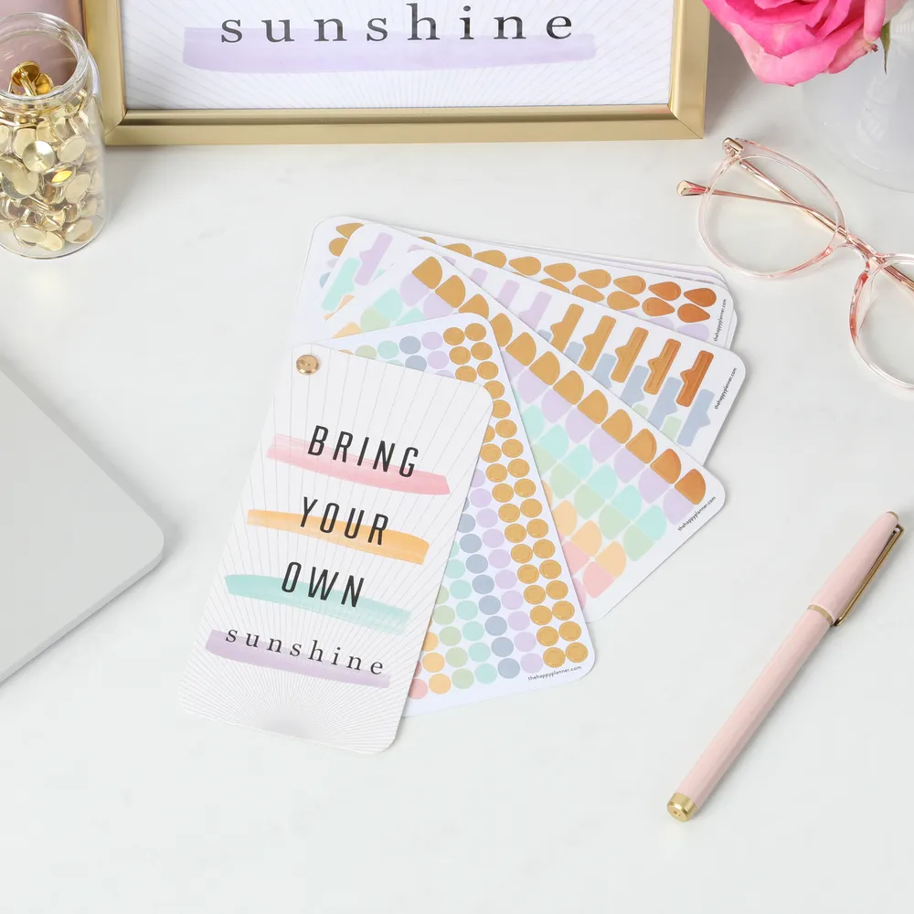 Happy Planner Work + Life Bright Pastels stickers éventail 16 feuilles