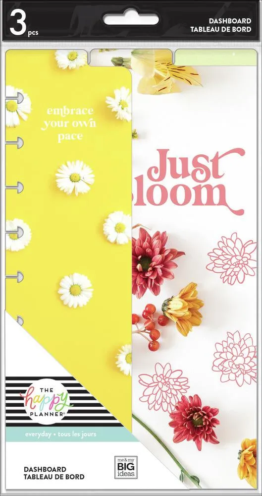 Happy Planner Pressed Florals Classic Dashboard intercalaire lot 3 fleuri