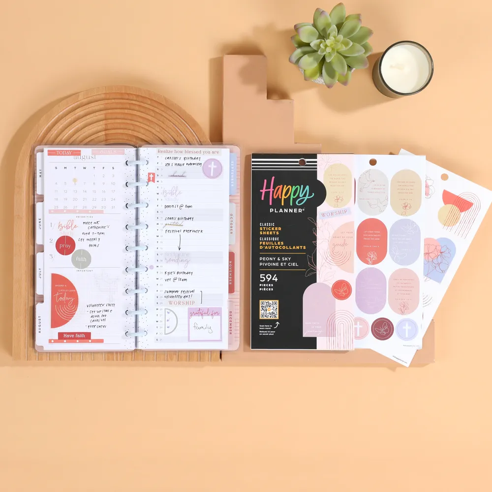 Happy Planner Peony & Sky carnet stickers 594