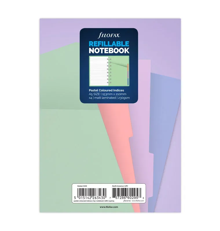 Filofax Notebook A5 intercalaires pastel