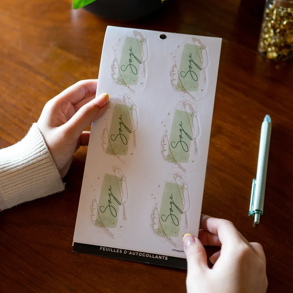 Happy Planner Sage stickers x610 vert doré