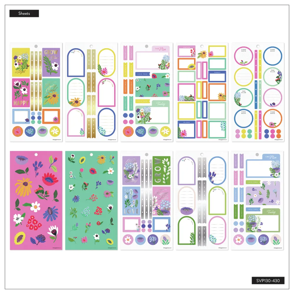 Happy Planner Brilliant Blooms stickers value pack 30 feuilles