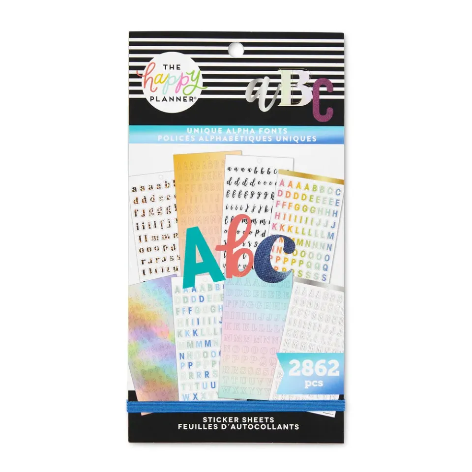 Happy Planner Unique Alpha Fonts stickers lettres 2862 pièces