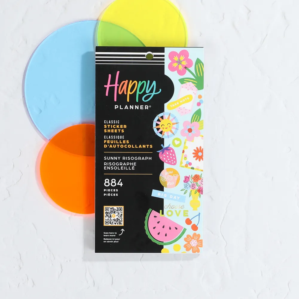 Happy Planner Sunny Risograph stickers 884 pièces 30 feuilles