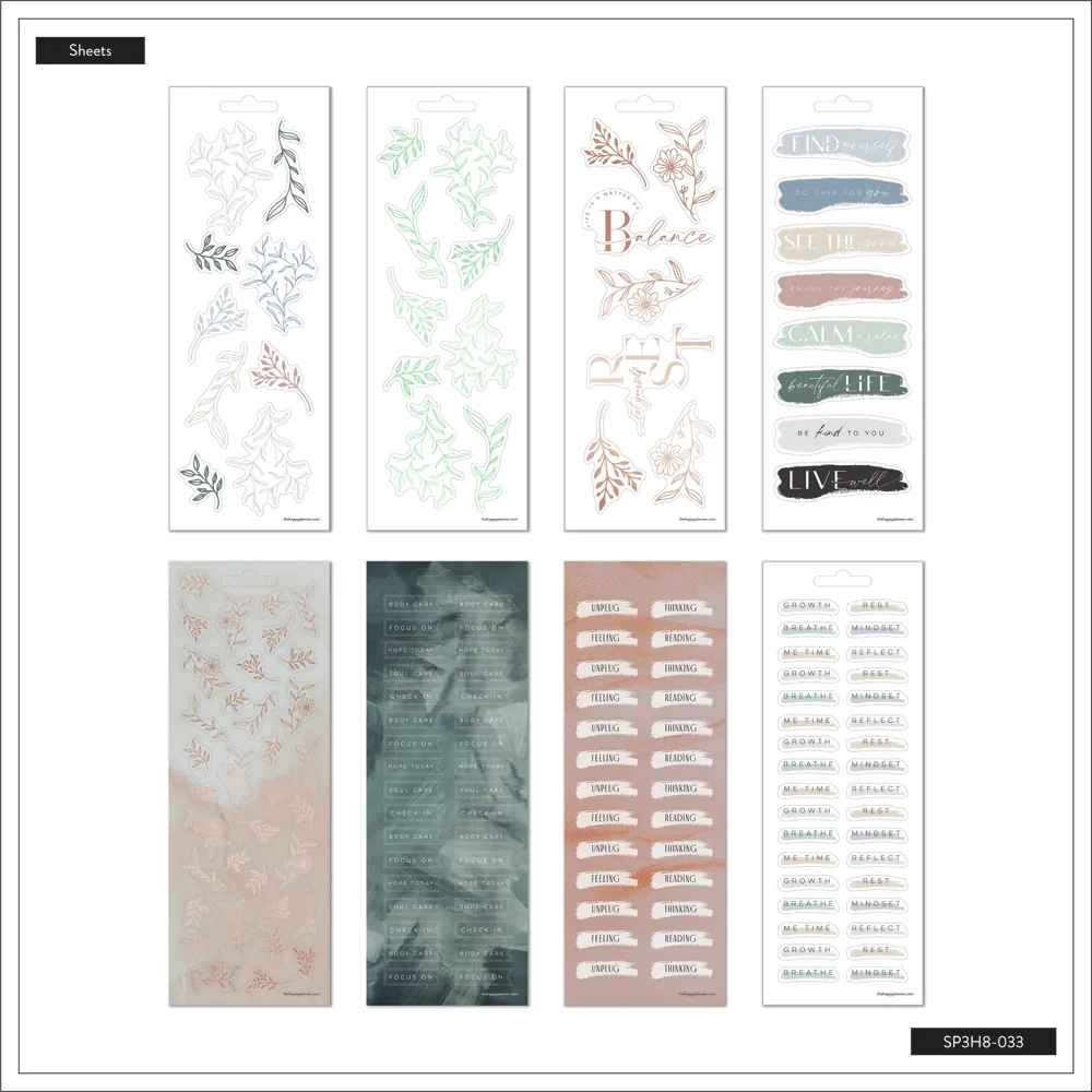 Happy Planner Heal From Within autocollants 8 feuilles 162 doré rose