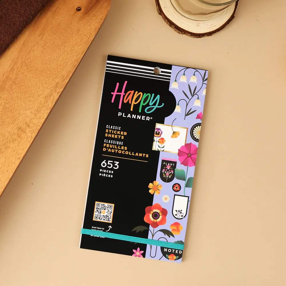 Happy Planner Radiant Garden stickers fleurs 653 pièces