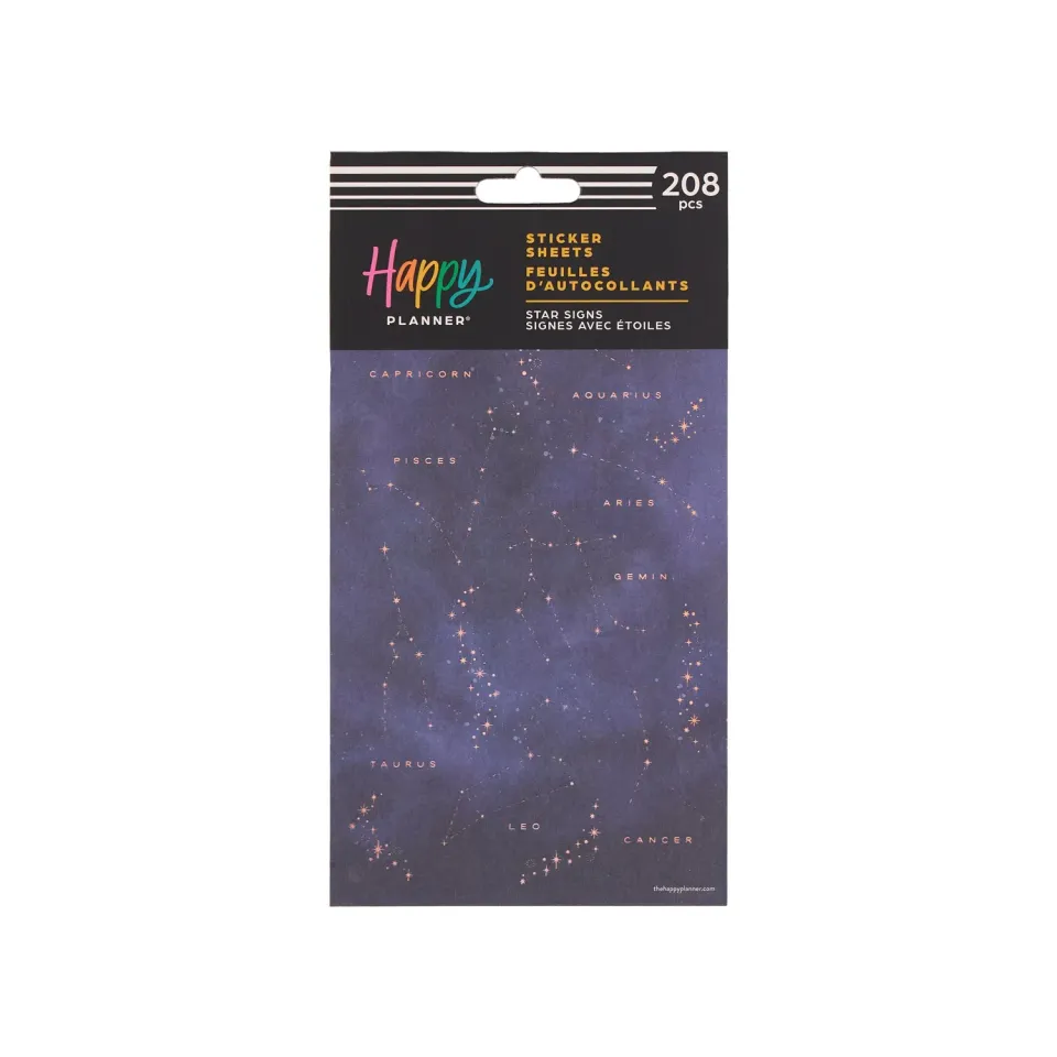 Happy Planner Star Signs stickers 10 planches 208 zodiaque