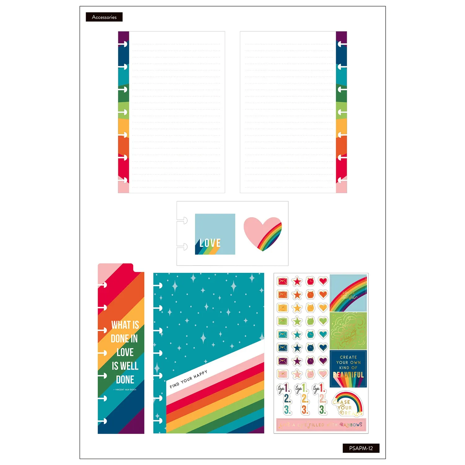 Happy Planner Find Your Happy accessoires mini arc-en-ciel