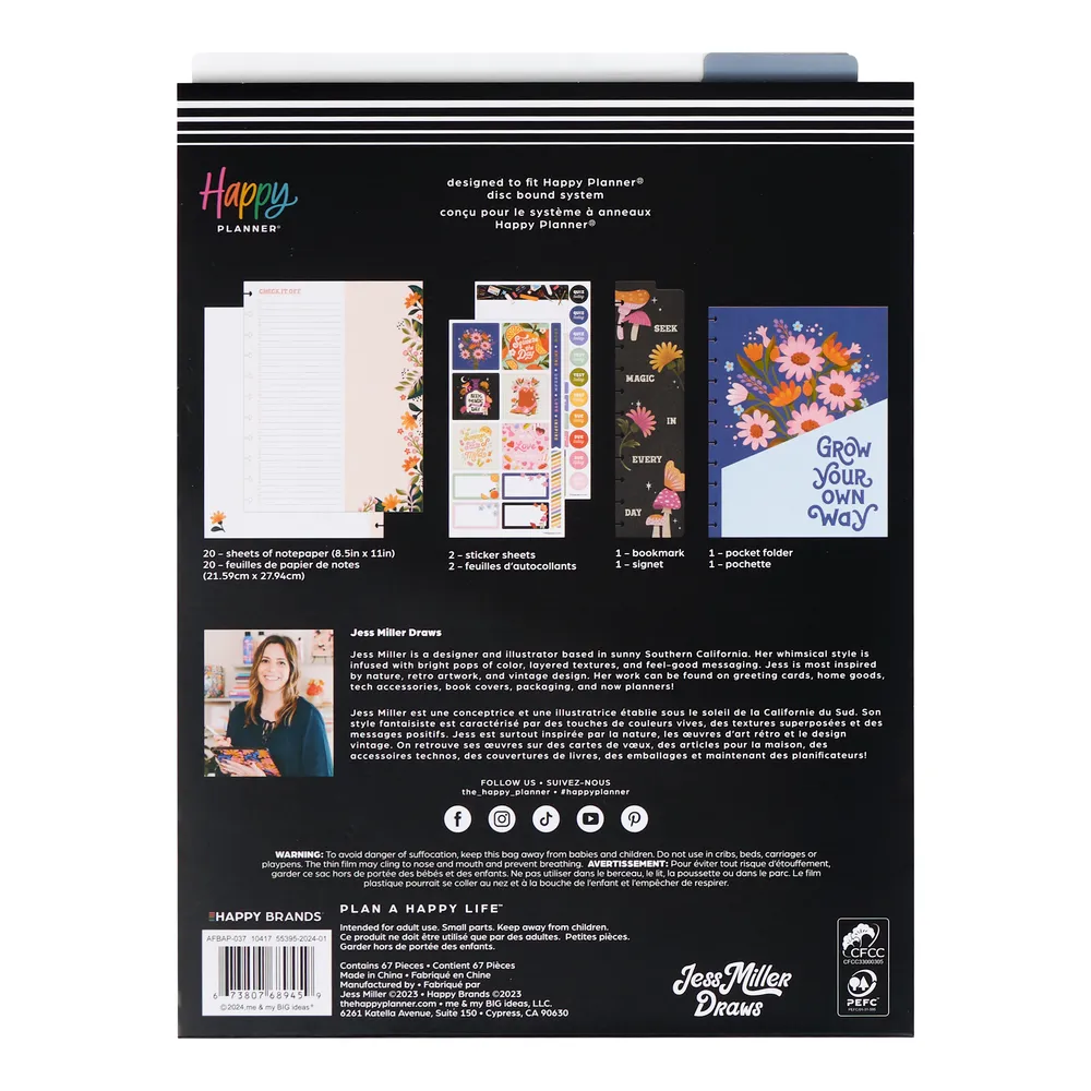 Happy Planner Jess Miller pack accessoires Big teacher saisons