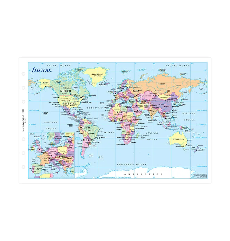 Filofax Classic carte monde Personal pour organiseur