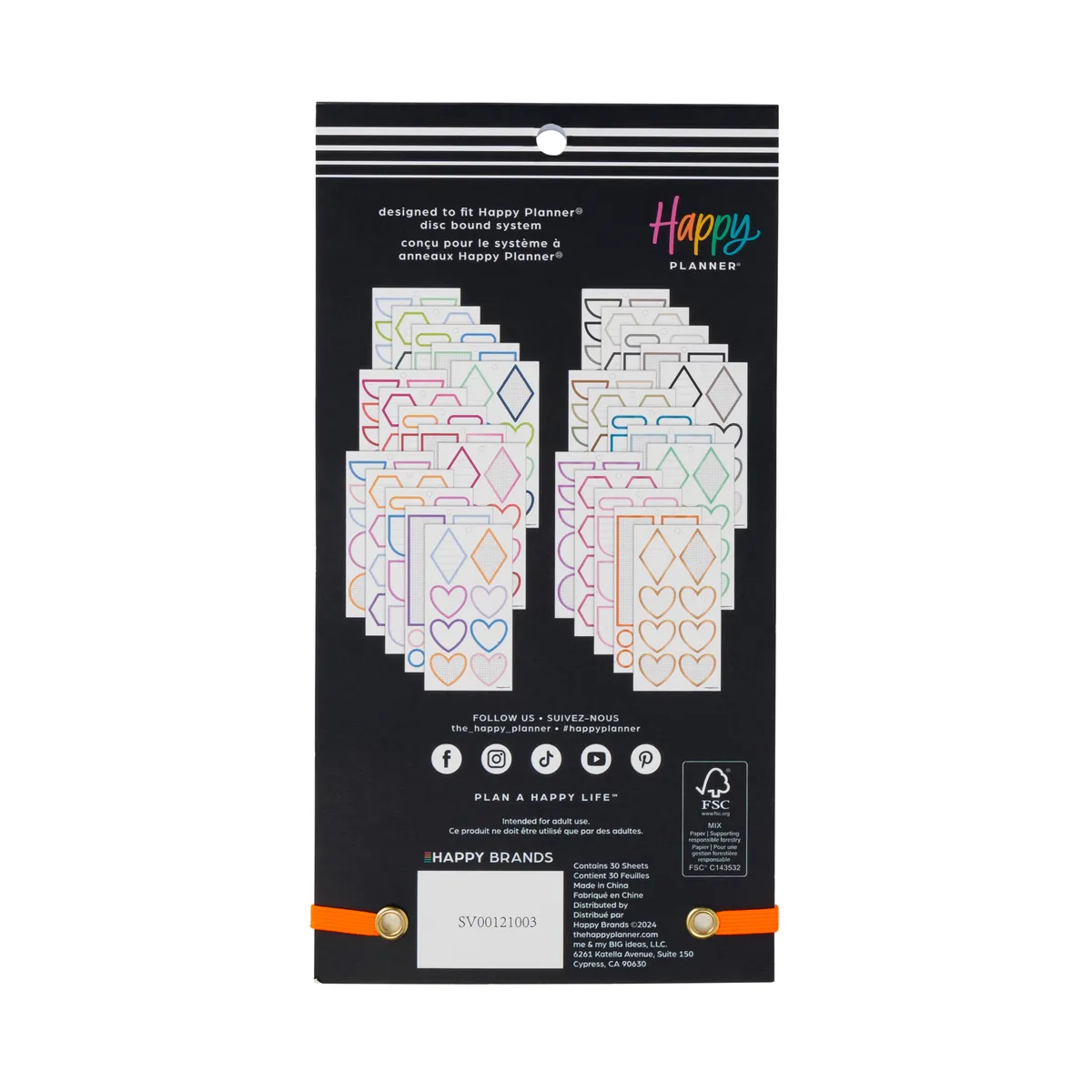 Happy Planner Bright Colorful Boxes stickers Big 264 pièces