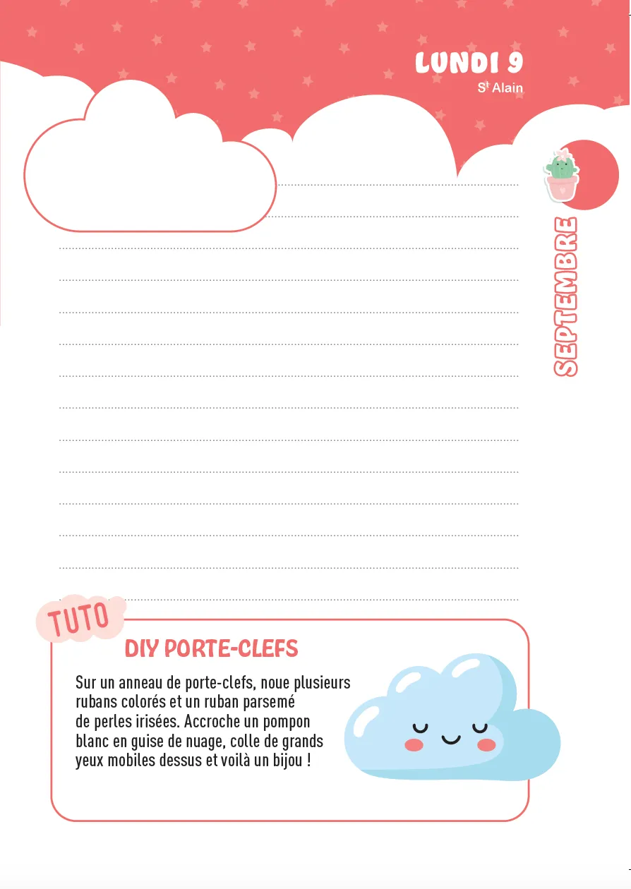 Frigobloc Kawaii 2024-2025 agenda créatif à customiser stickers