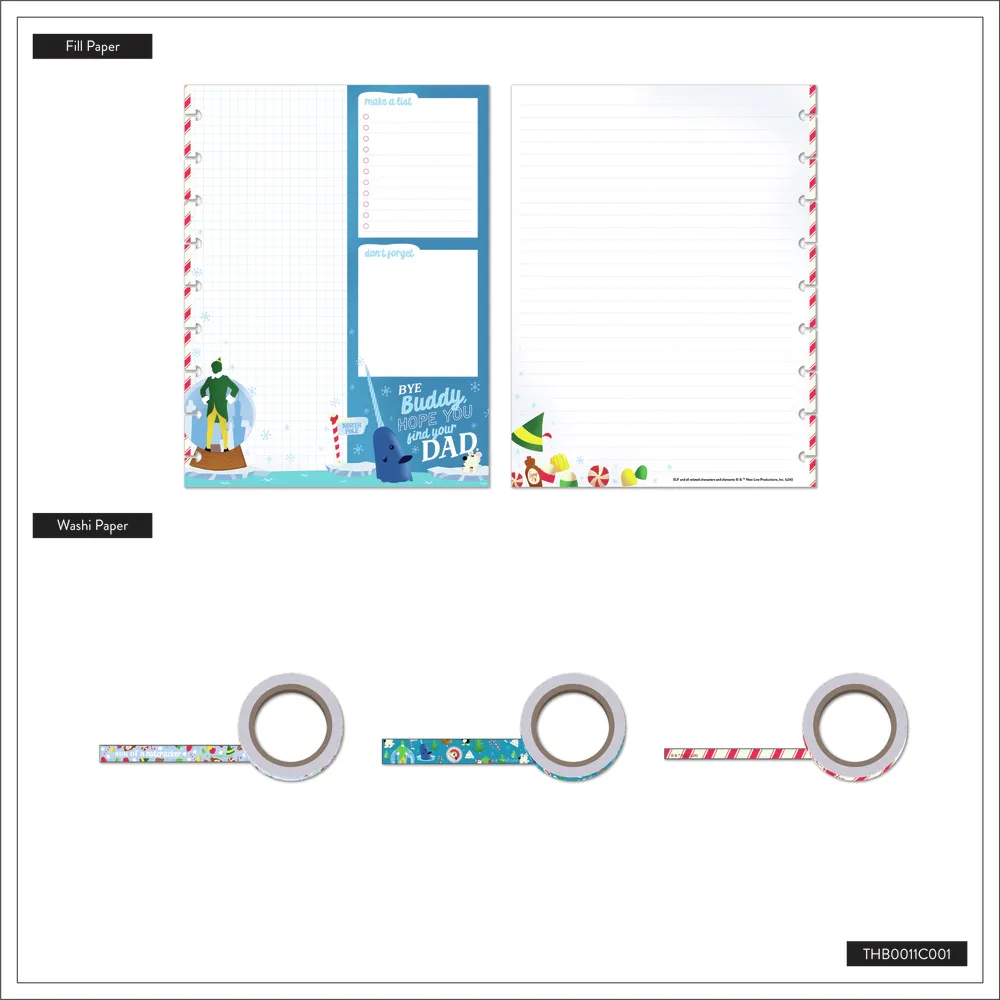 Happy Planner Elf bundle papier recharge Classic + washi Noël