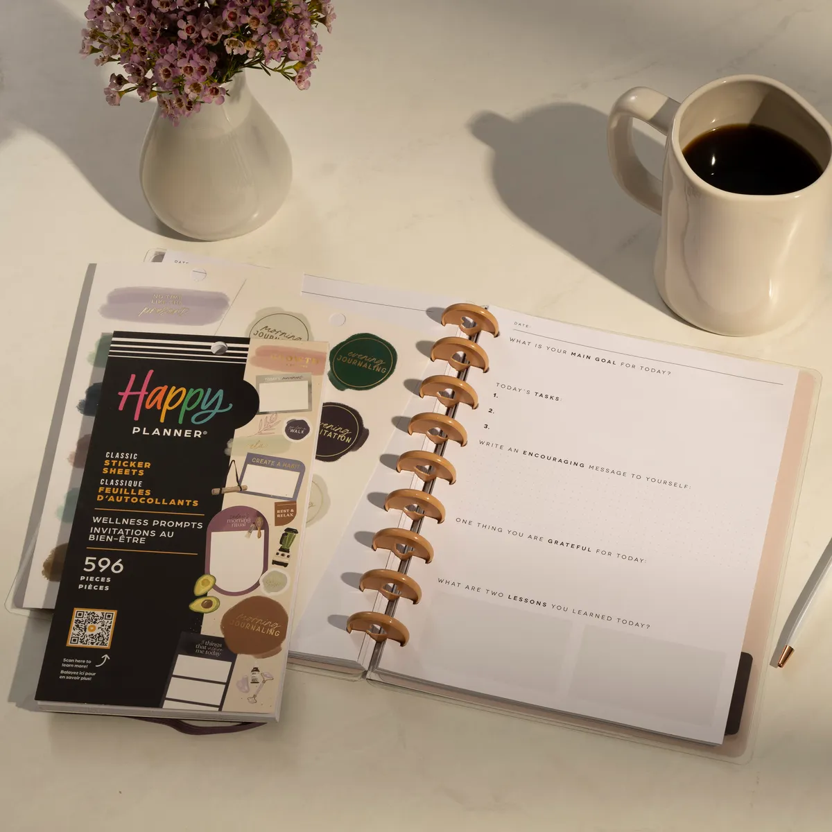 Happy Planner Wellness Prompts Classic stickers 596 bien-être