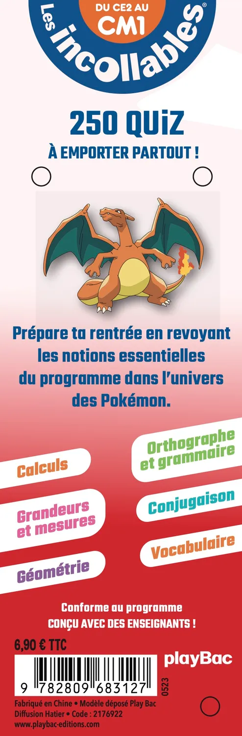 Les Incollables Pokémon Je rentre en CM1 éventail quiz 8-9 ans