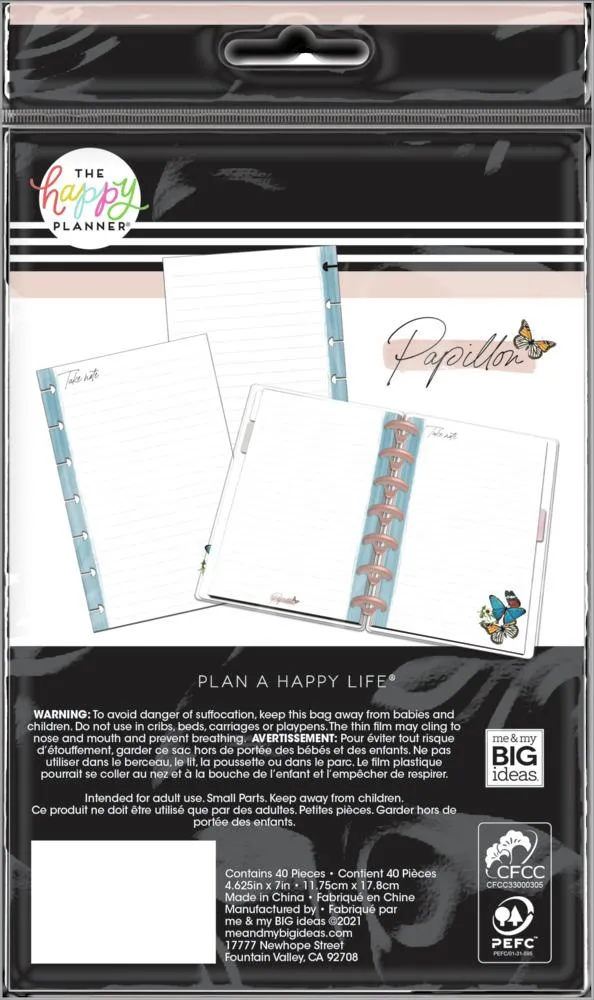Happy Planner Papillon Mini recharge papier pointille 40 pages