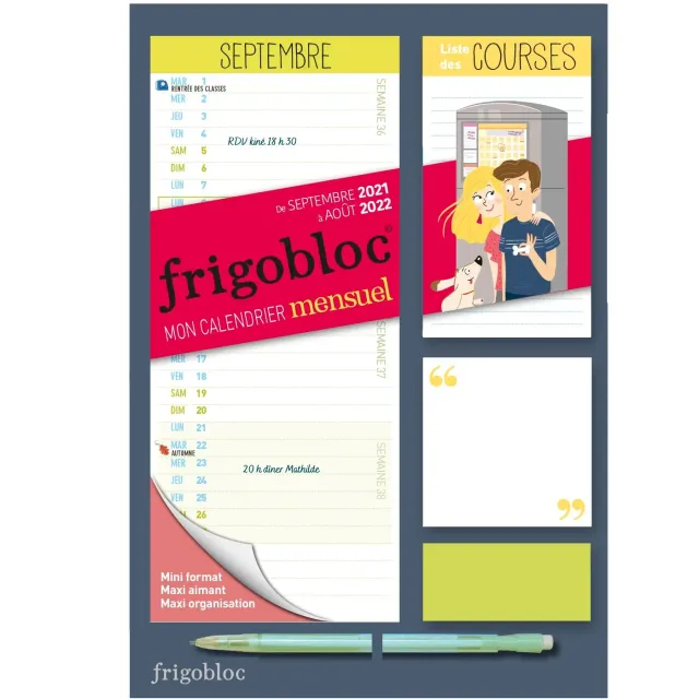 Frigobloc Mini Mensuel 2022 calendrier familial aimanté