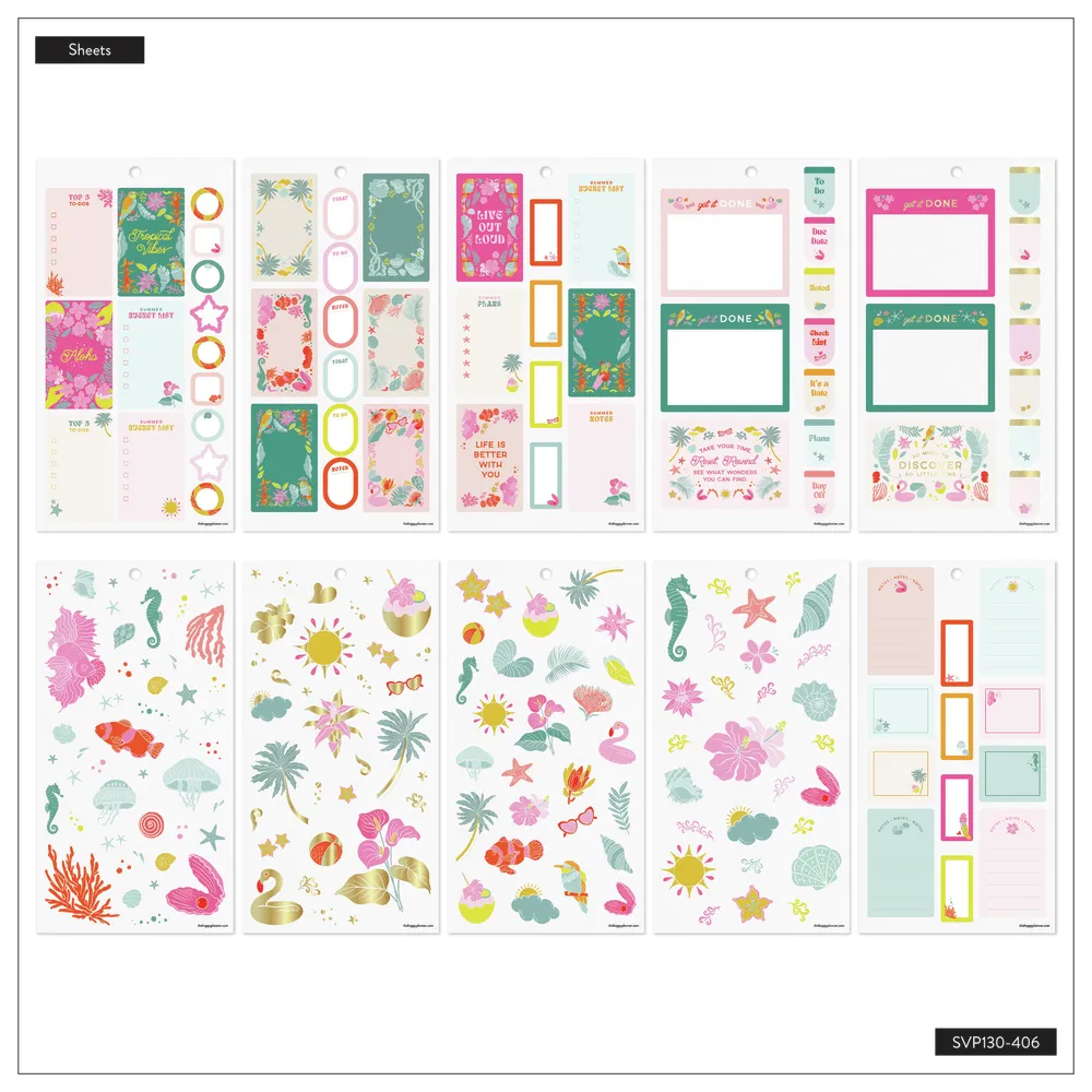 Happy Planner Tropical Florals carnet stickers 30 feuilles tropical