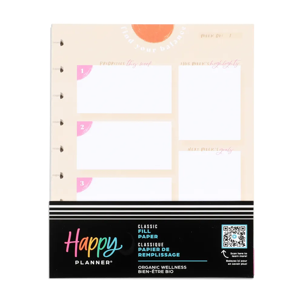 Happy Planner Organic Wellness recharge bien-être 40 feuilles