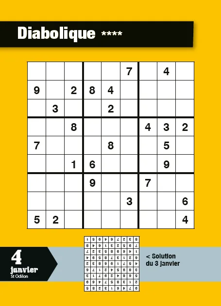 Frigobloc Année à bloc Sudoku 365 jours calendrier 4 niveaux